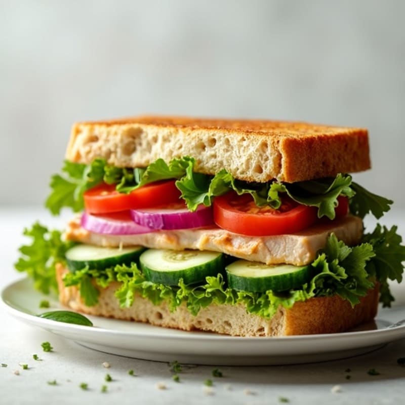 Lean Turkey and Crisp Vegetable Sandwich with Zesty Herb Dressing