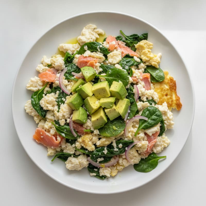 Egg White Scramble with Smoked Salmon and Spinach