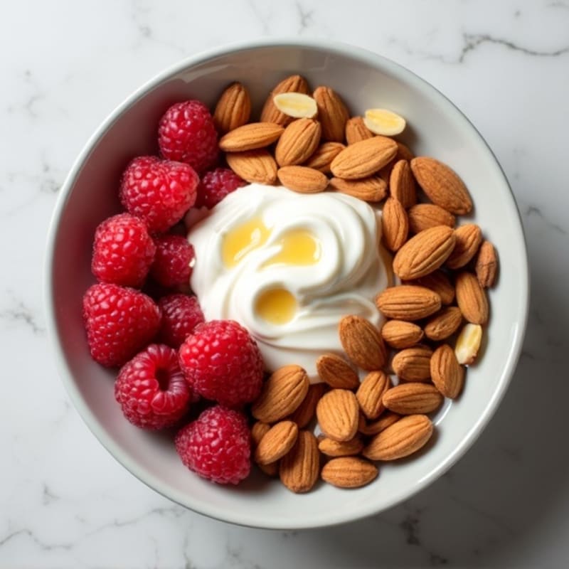 Creamy Greek Yogurt Power Bowl with Fresh Raspberries and Toasted Almonds
