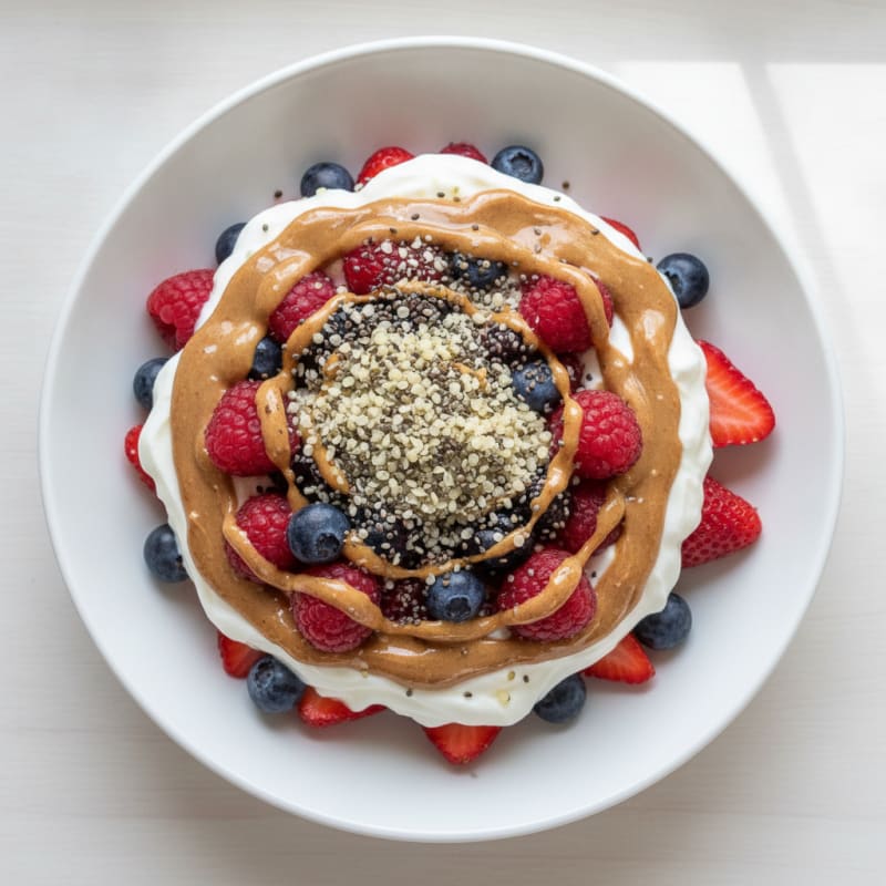 Creamy Greek Yogurt Parfait with Mixed Berries and Almond Butter