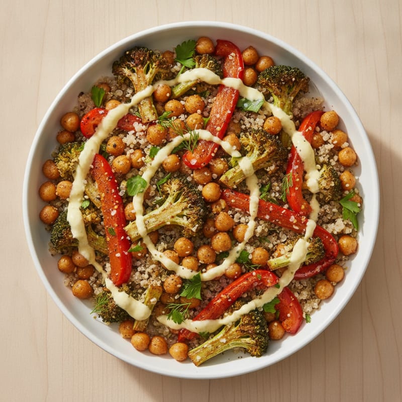 Roasted Vegetable and Chickpea Grain Bowl