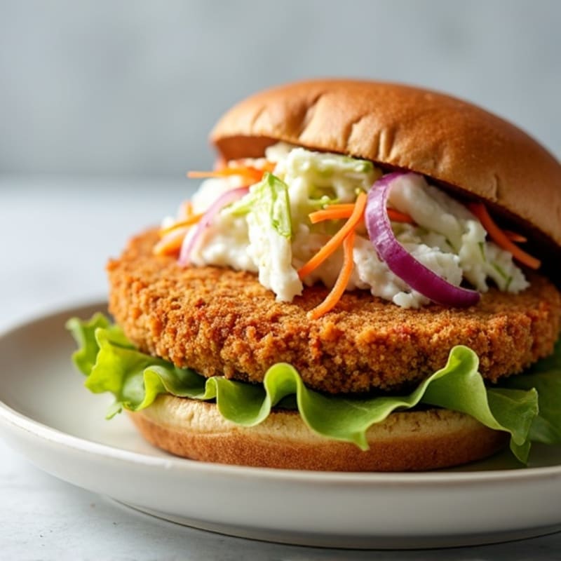 Crispy Baked Chicken Sandwich with Greek Yogurt Slaw