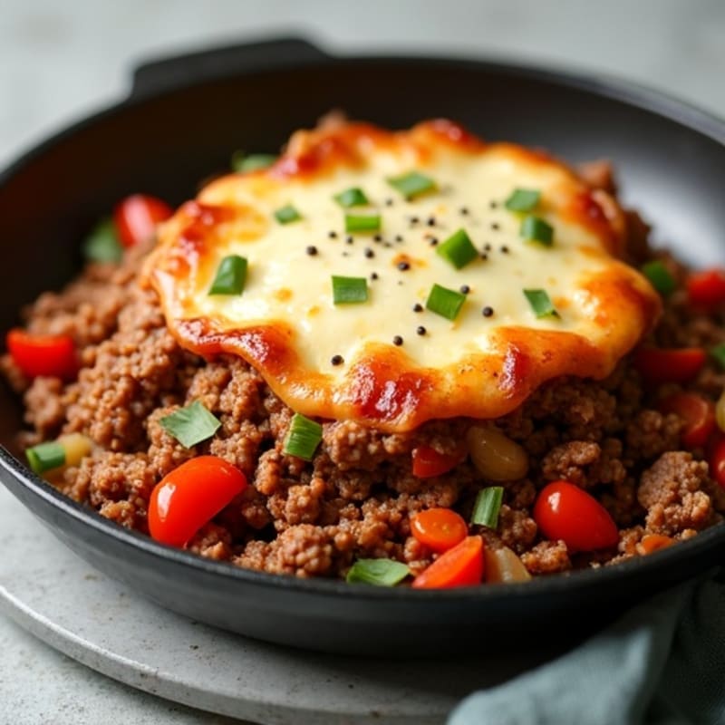 Lean Beef and Bell Pepper Skillet with Melty Provolone