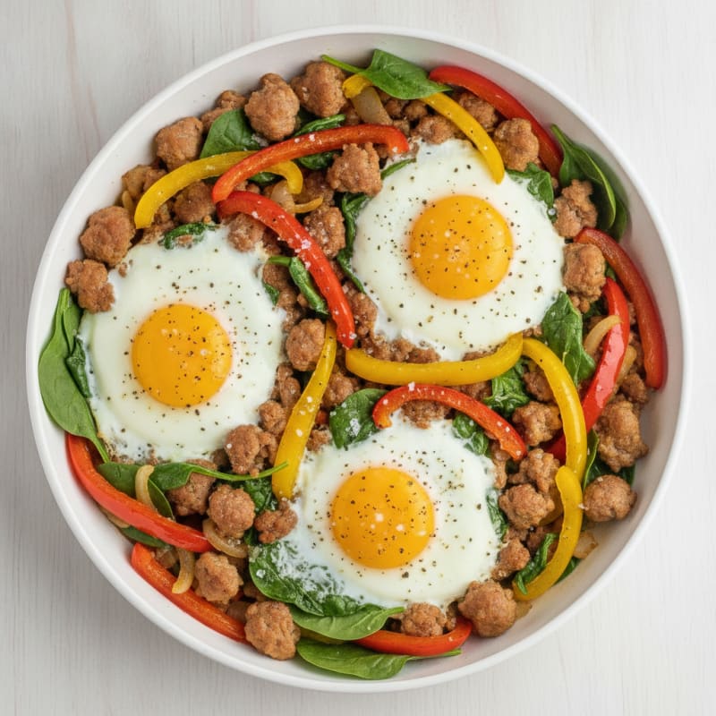 Loaded Breakfast Skillet with Eggs and Sausage