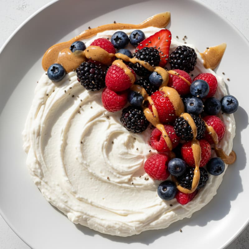 Silky Greek Yogurt Protein Pudding with Mixed Berries