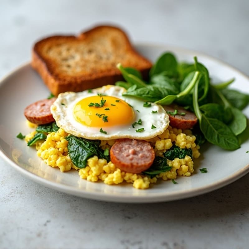 Egg White and Turkey Sausage Scramble with Spinach