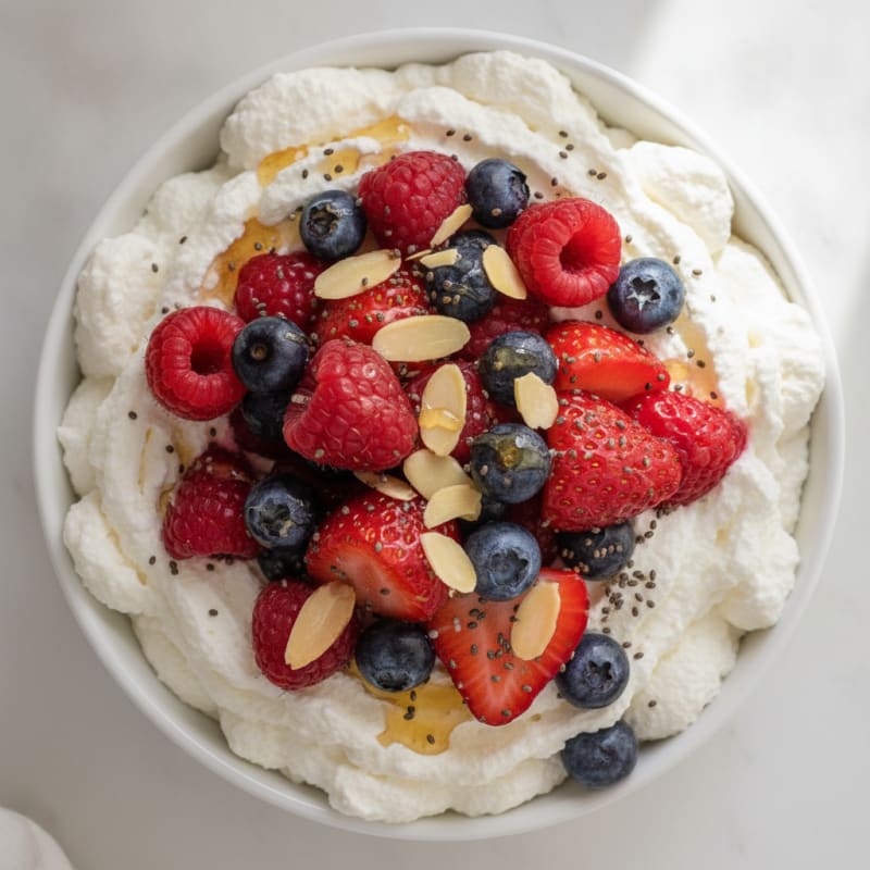 Greek Yogurt Protein Mousse with Mixed Berries