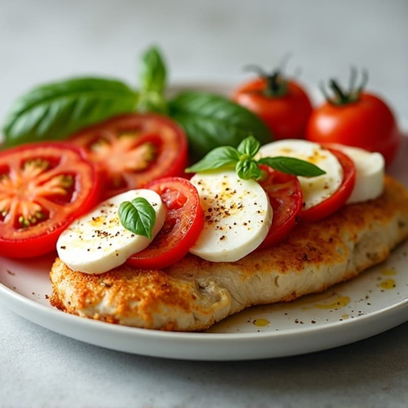 Crispy Roasted Chicken with Fresh Mozzarella, Tomato, and Basil