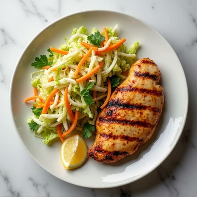 Grilled Chicken Breast with Crunchy Cabbage Slaw