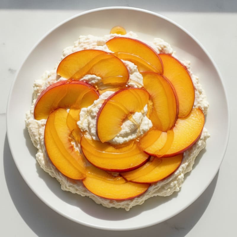 Cottage Cheese Protein Mousse with Sliced Peaches