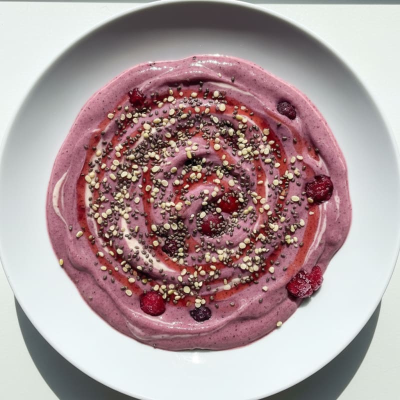 Silky Tofu Berry Smoothie with Chia and Hemp Seeds