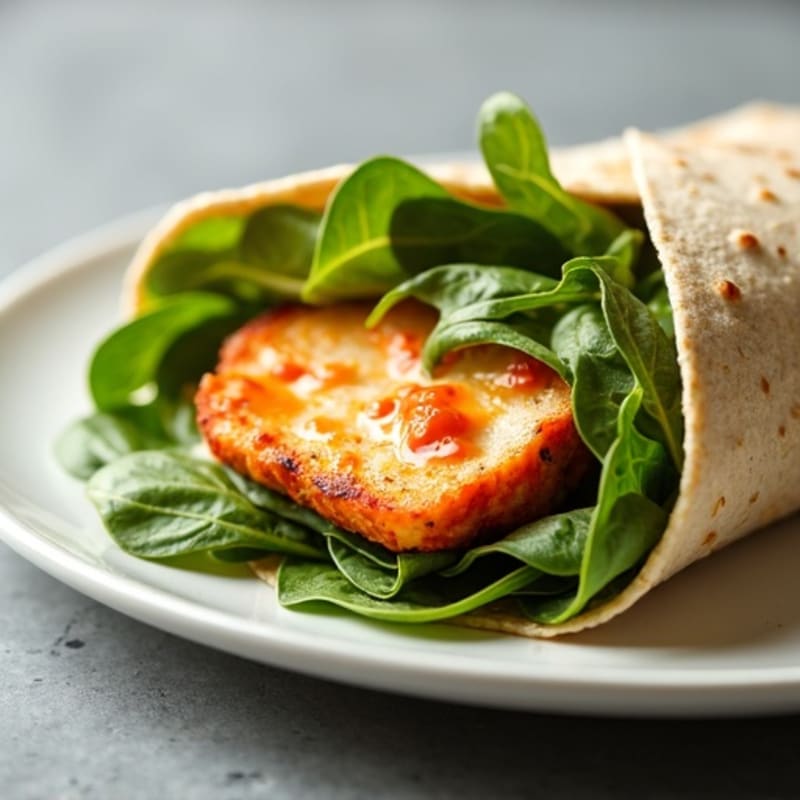 Healthy Buffalo Ranch Chicken Wrap with Crisp Greens