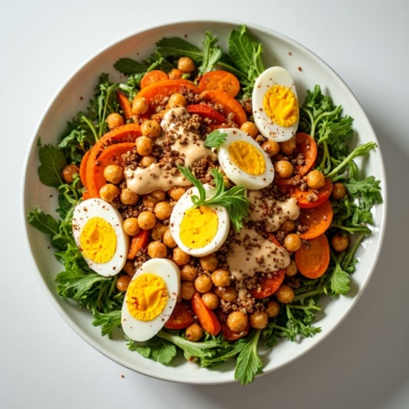 Crispy Chickpea and Roasted Carrot Salad with Creamy Tahini Dressing