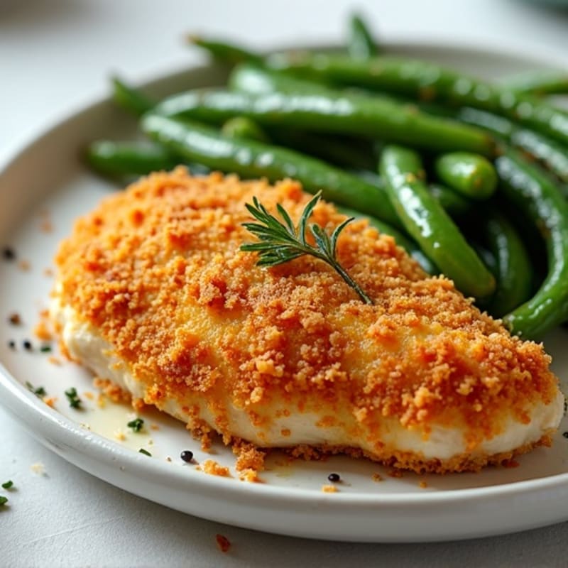 Crispy Buttermilk Baked Chicken with Roasted Green Beans