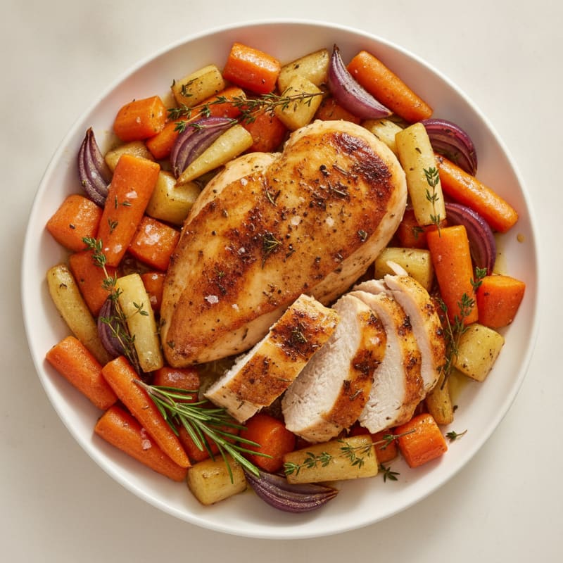 Garlic Herb Roasted Chicken with Root Vegetables