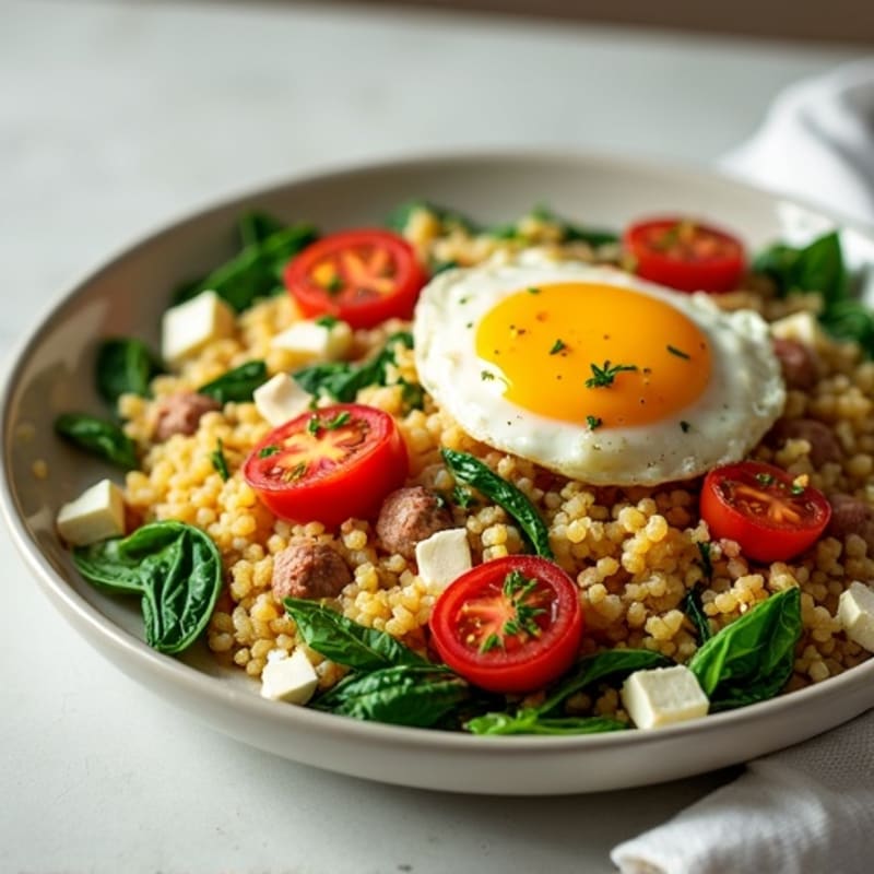 Egg White and Turkey Sausage Scramble with Spinach and Tomatoes