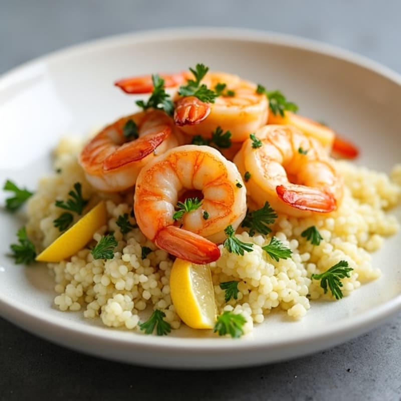 Garlic-Lemon Pan Seared Shrimp with Herb Cauliflower Rice