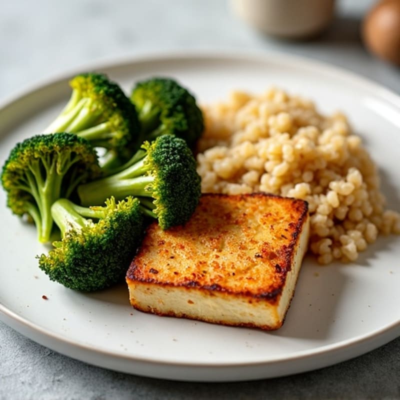 Crispy Baked Tofu with Roasted Broccoli and Quinoa