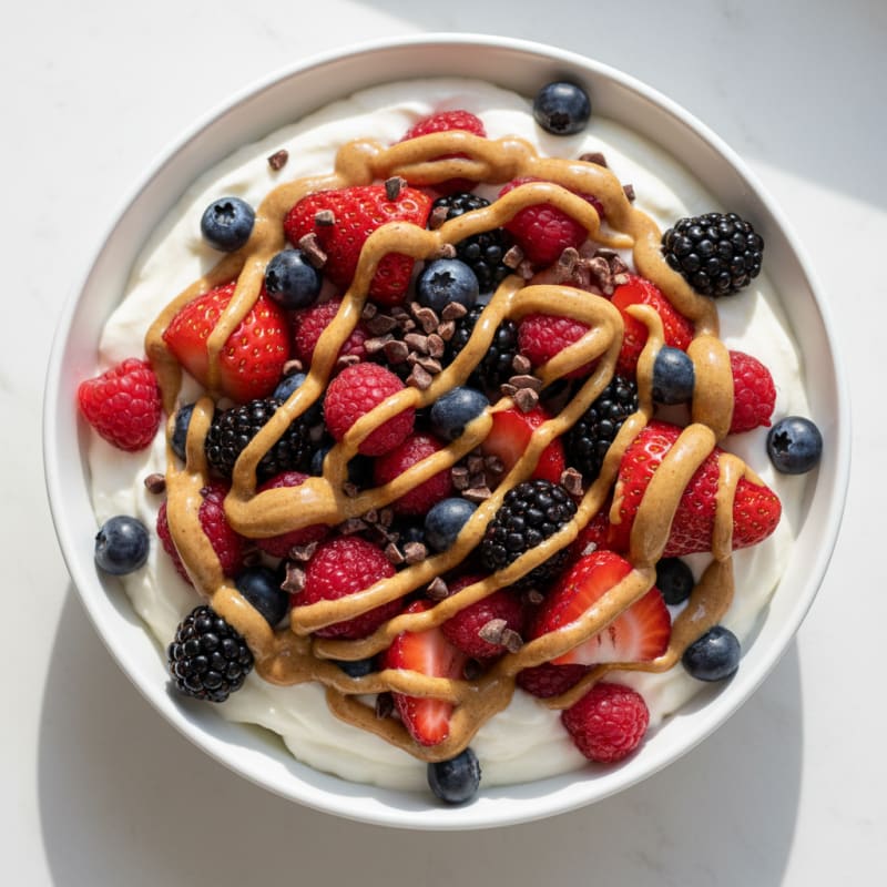 Silky Greek Yogurt Protein Mousse with Mixed Berries