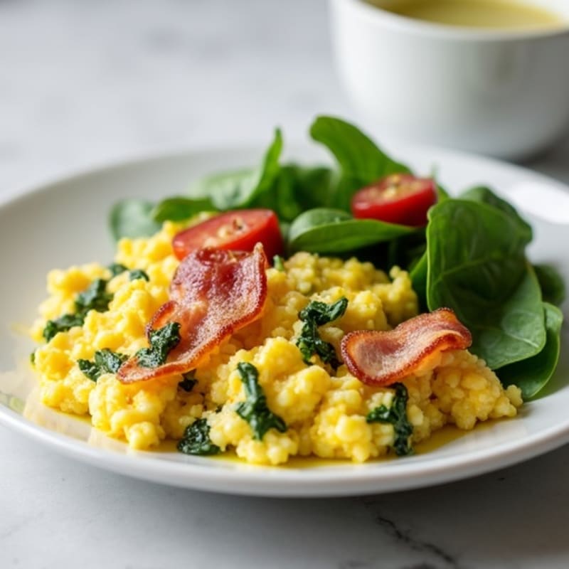 Egg White Scramble with Spinach and Turkey Bacon