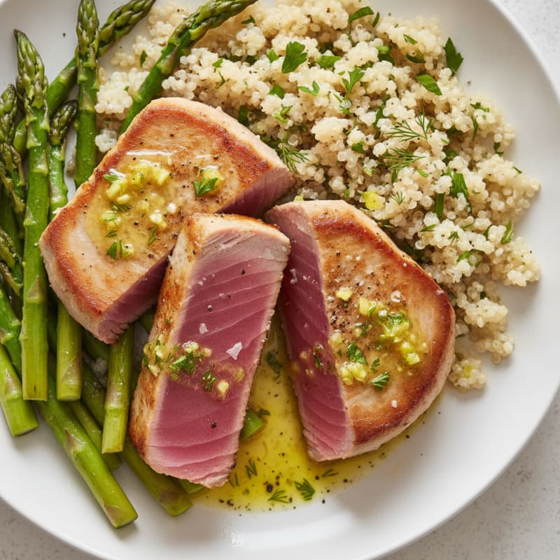 Seared Tuna with Lemon-Herb Sauce