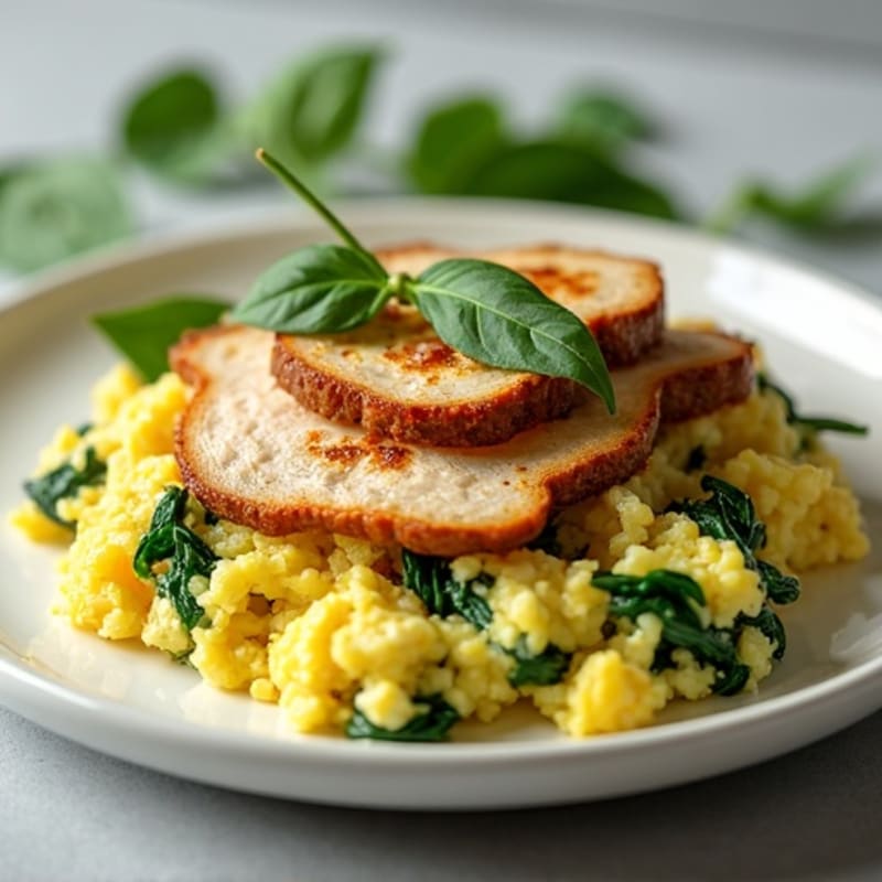 Egg White and Spinach Scramble with Turkey Breast