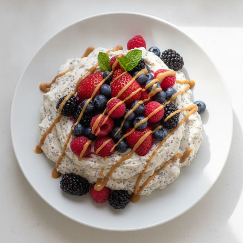 Silky Greek Yogurt Protein Mousse with Mixed Berries