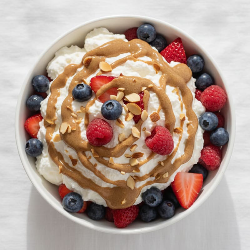 Greek Yogurt Protein Bowl with Mixed Berries and Almond Butter