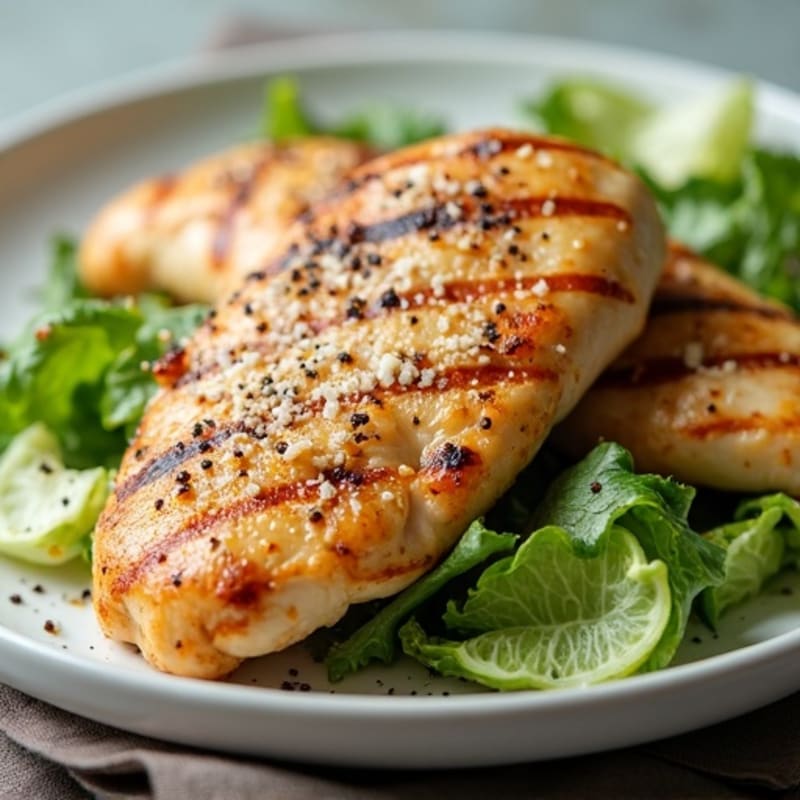 Grilled Chicken with Crispy Romaine Caesar Salad