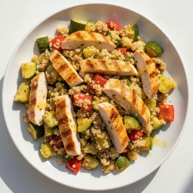 Grilled Chicken and Quinoa Salad with Roasted Vegetables