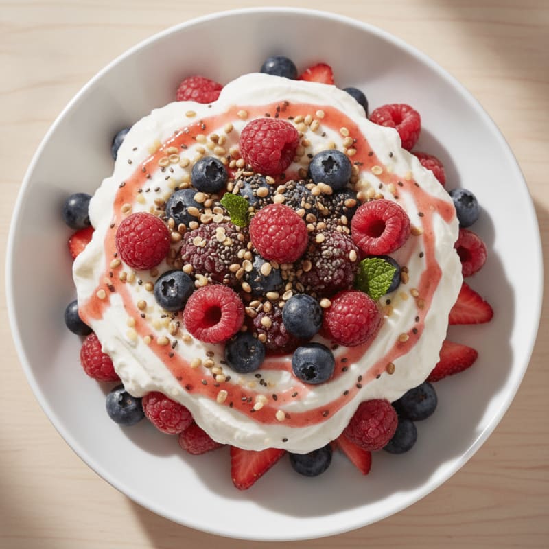 Greek Yogurt Protein Parfait with Mixed Berries