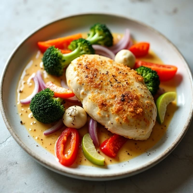 Creamy Coconut Chicken and Vegetable Bake
