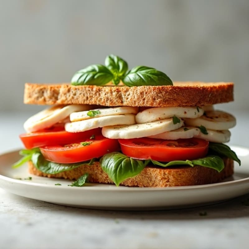 Grilled Fresh Mozzarella, Tomato, and Basil Sandwich