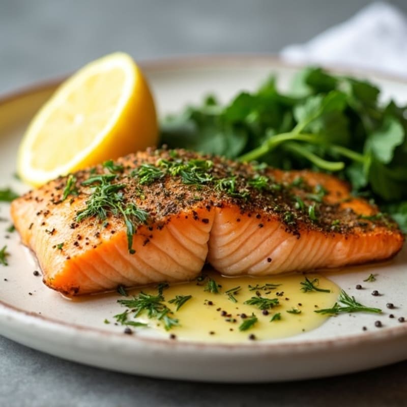 Herb-Crusted Pan Seared Salmon with Lemon