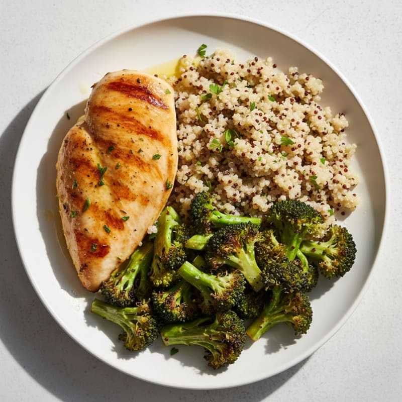 Grilled Chicken Breast with Roasted Broccoli and Quinoa