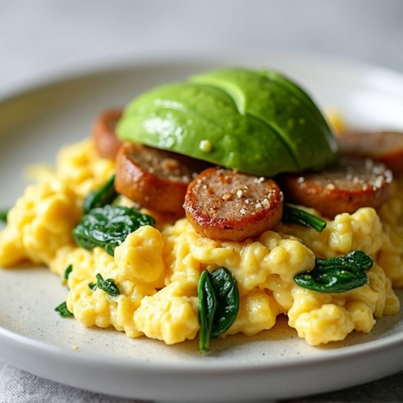 Egg White Scramble with Spinach and Turkey Sausage
