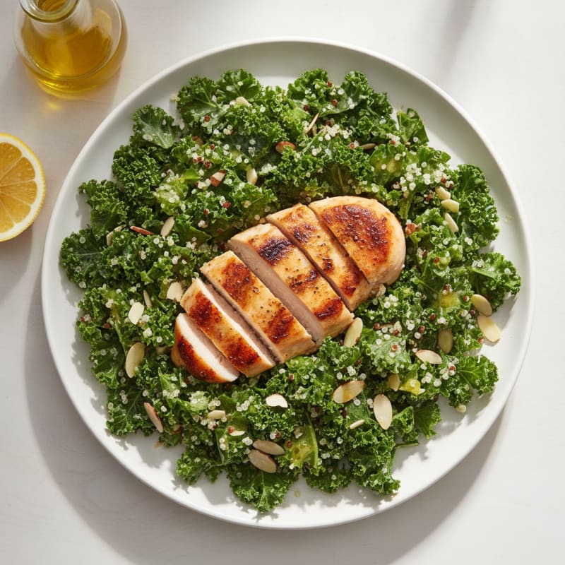 Grilled Chicken Breast with Crunchy Quinoa Kale Salad