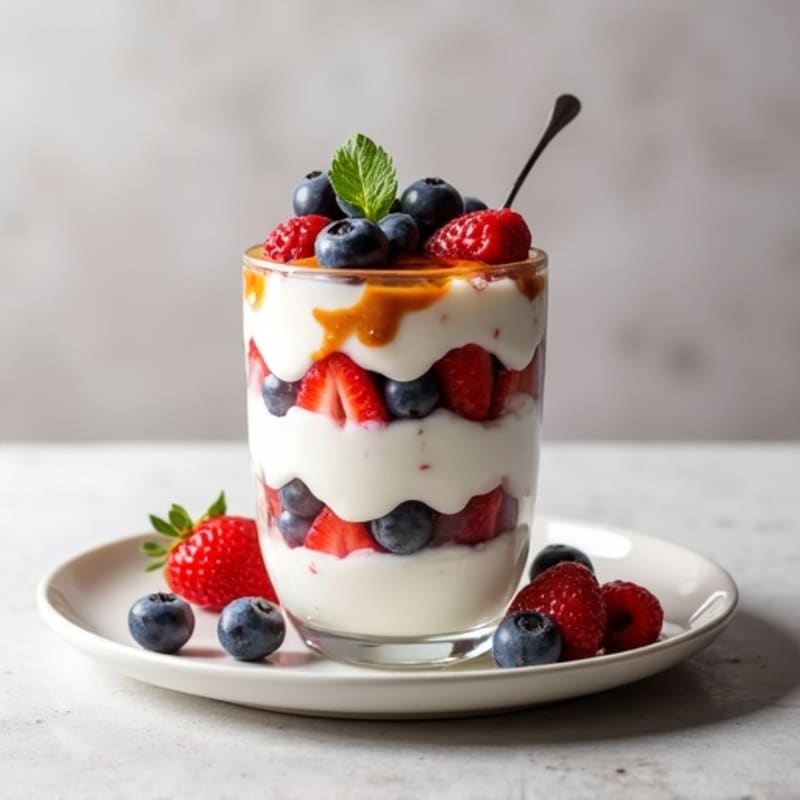 Creamy Greek Yogurt Parfait with Mixed Berries and Almond Butter