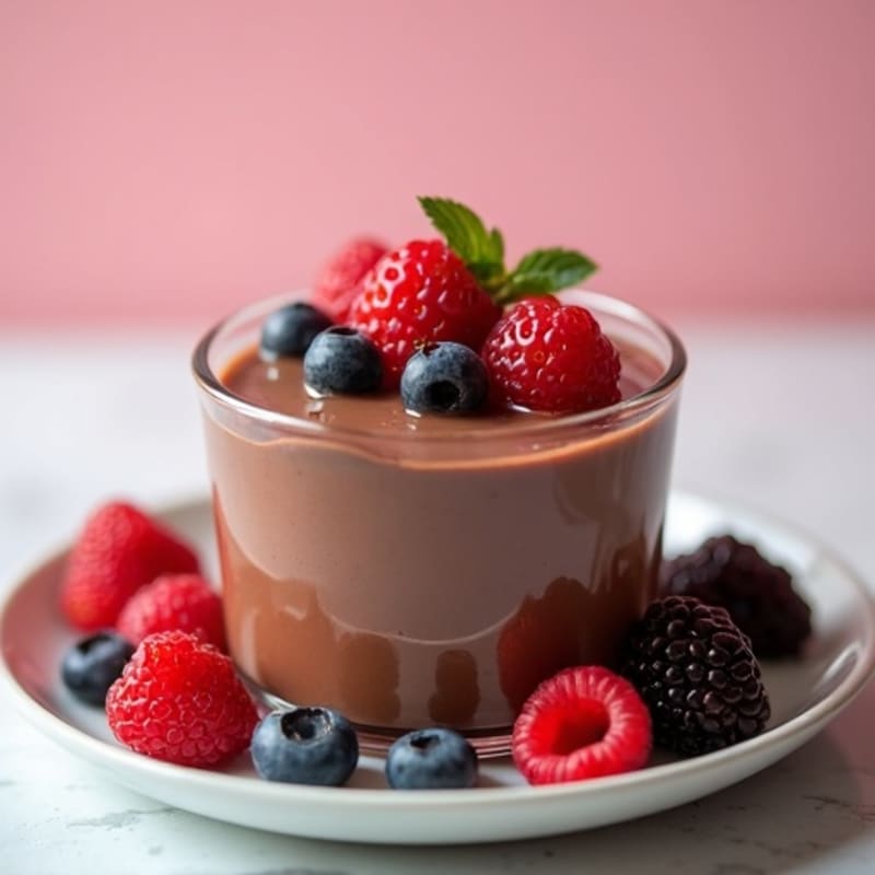Silky Chocolate Protein Pudding with Greek Yogurt and Fresh Berries