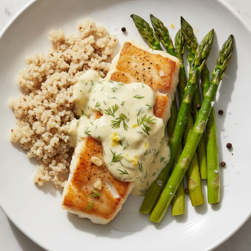 Pan-Seared Alaskan Cod with Lemon-Dill Sauce
