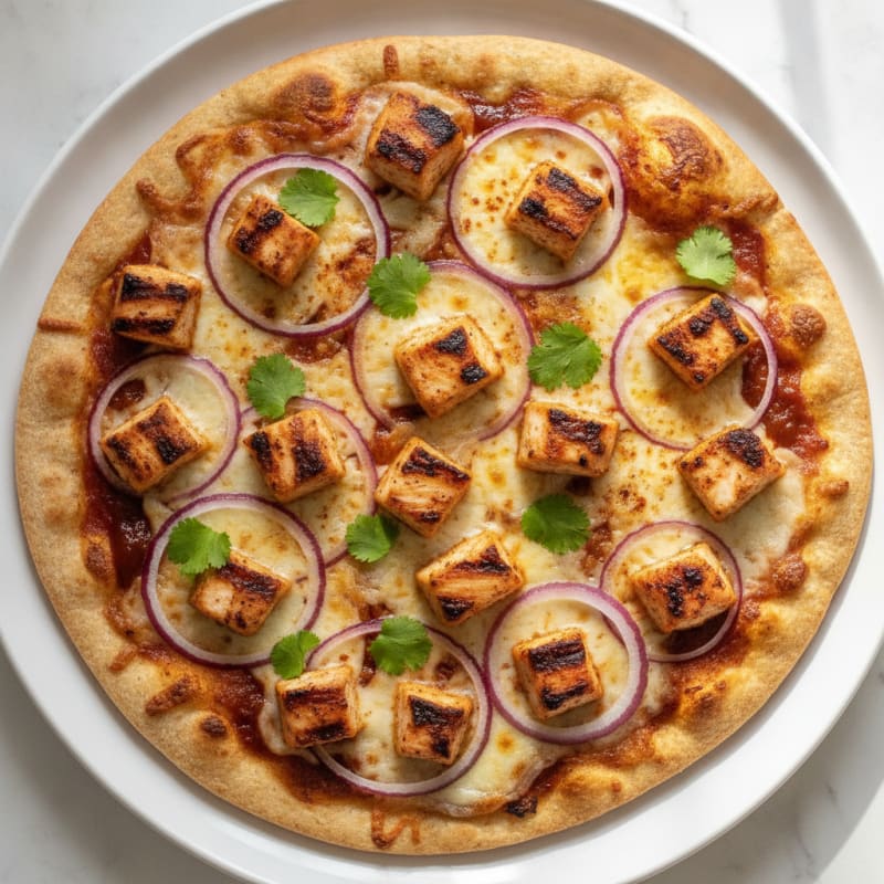 High-Protein BBQ Chicken Pizza with Red Onion