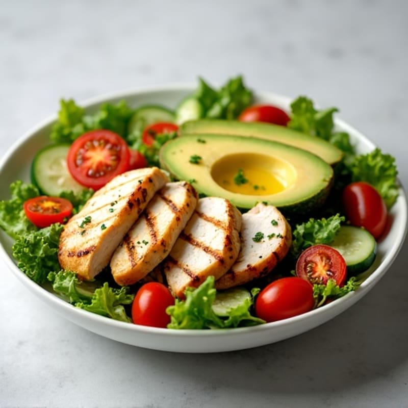 Grilled Chicken and Fresh Vegetable Salad with Lemon-Herb Vinaigrette