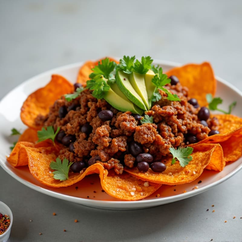 Crispy Sweet Potato Nachos with Smoky Pulled Pork