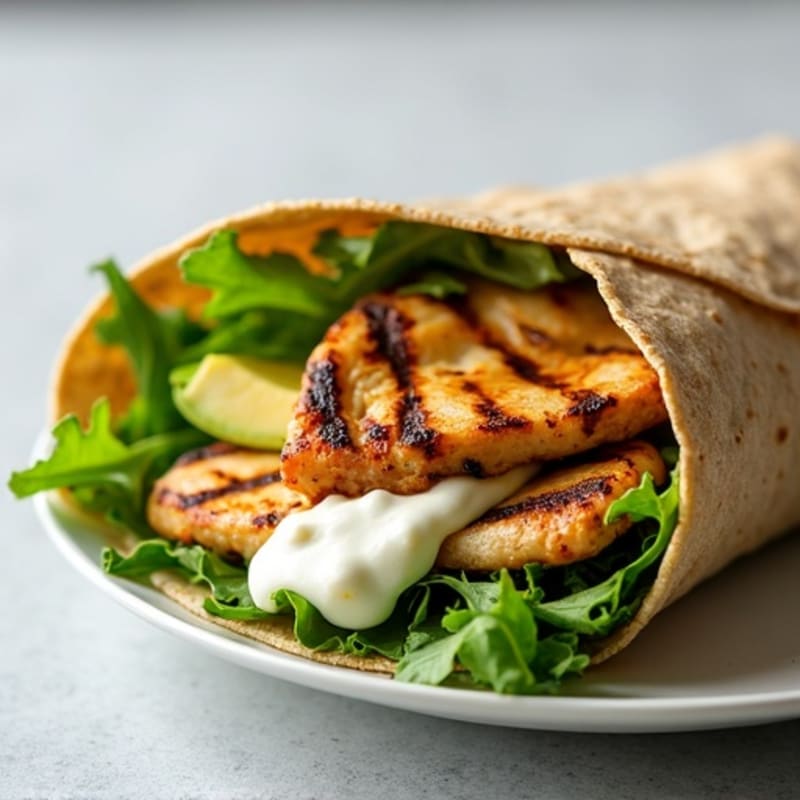 Grilled Chicken Wrap with Mixed Greens and Greek Yogurt Spread