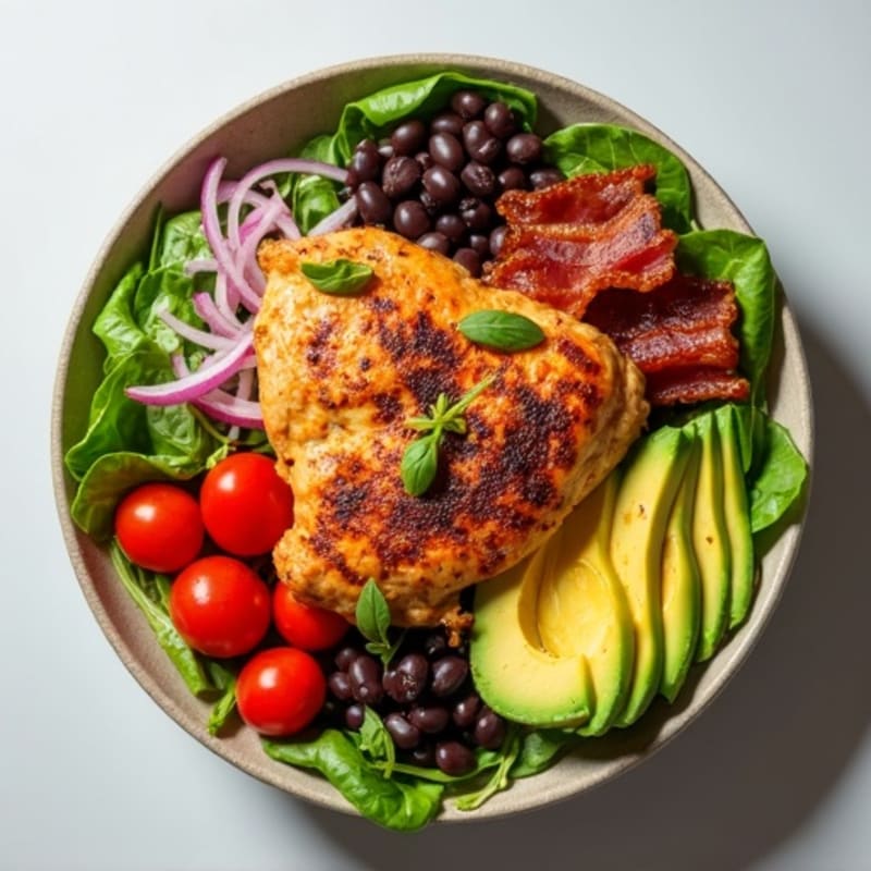Lean Chicken BLT Bowl with Crispy Bacon and Creamy Avocado