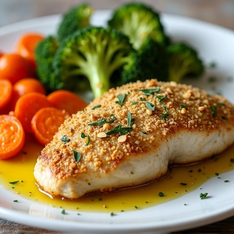 Herb-Crusted Pan Seared Chicken with Roasted Vegetables