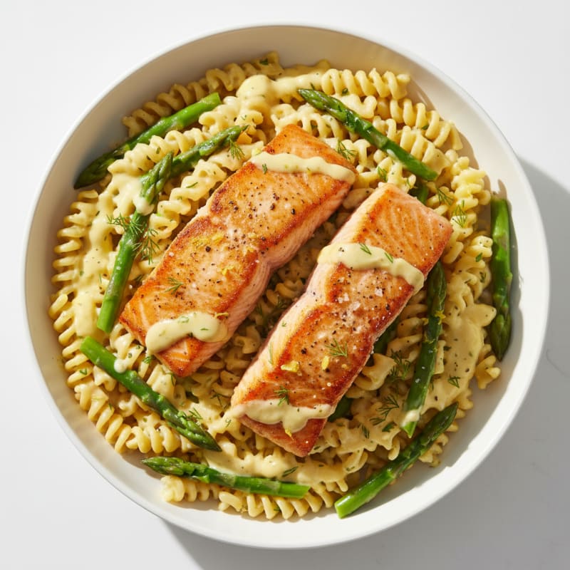 Pan-Seared Salmon Lemon-Dill Pasta