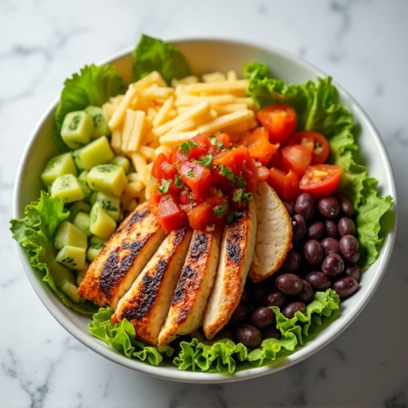 Grilled Chicken Burrito Bowl with Black Beans and Fresh Salsa