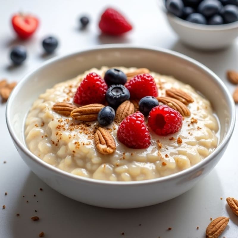 Creamy Protein Rice Pudding with Berries and Toasted Nuts