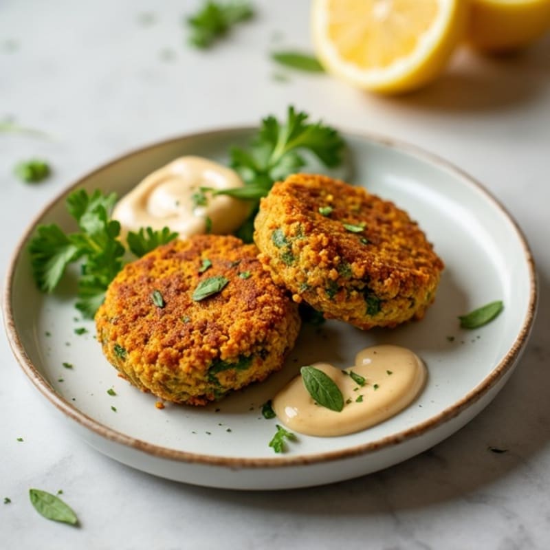 Crispy Baked Falafel with Lemon-Garlic Tahini Sauce